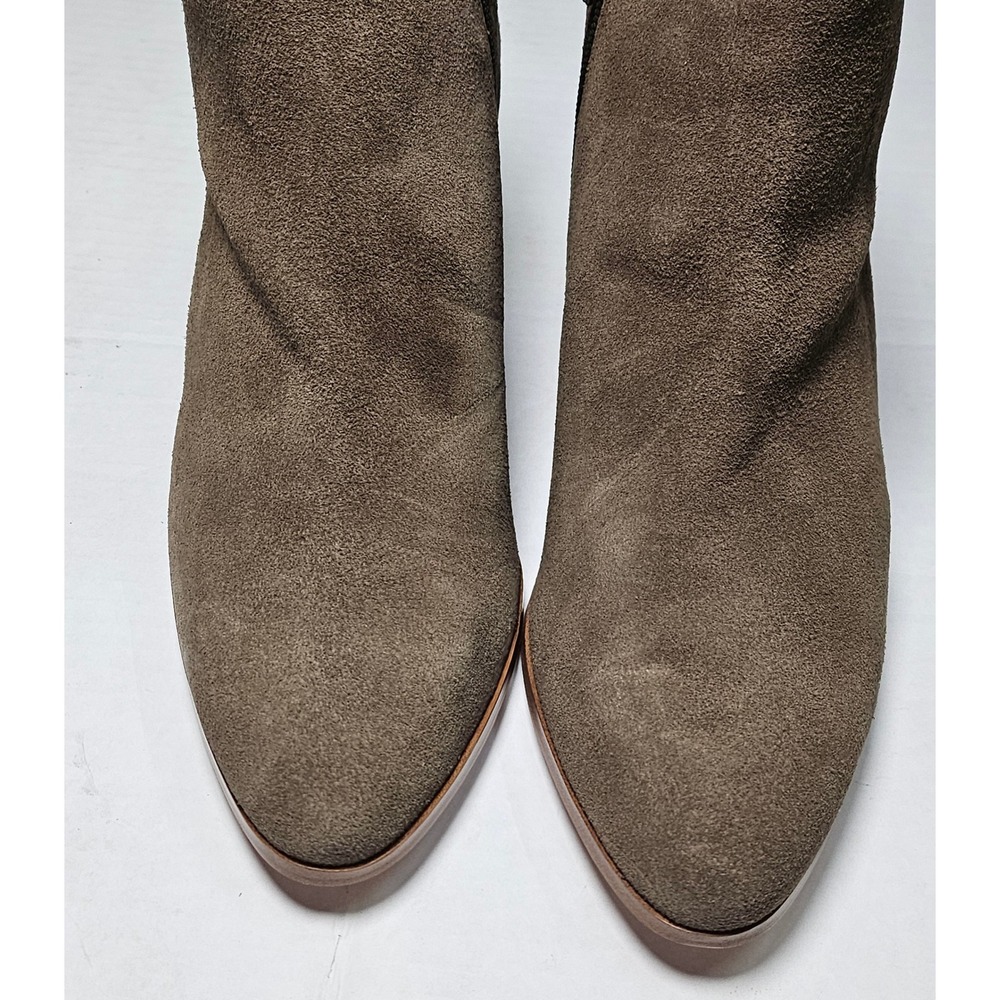 Sole Society River Army Cow Suede Ankle Booties Side Zip Block Heel Womens 8M